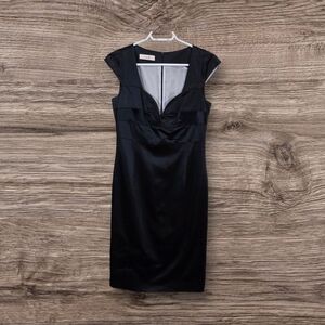 Laurel Black Sheath Midi Dress with Sweetheart Neckline Size Small